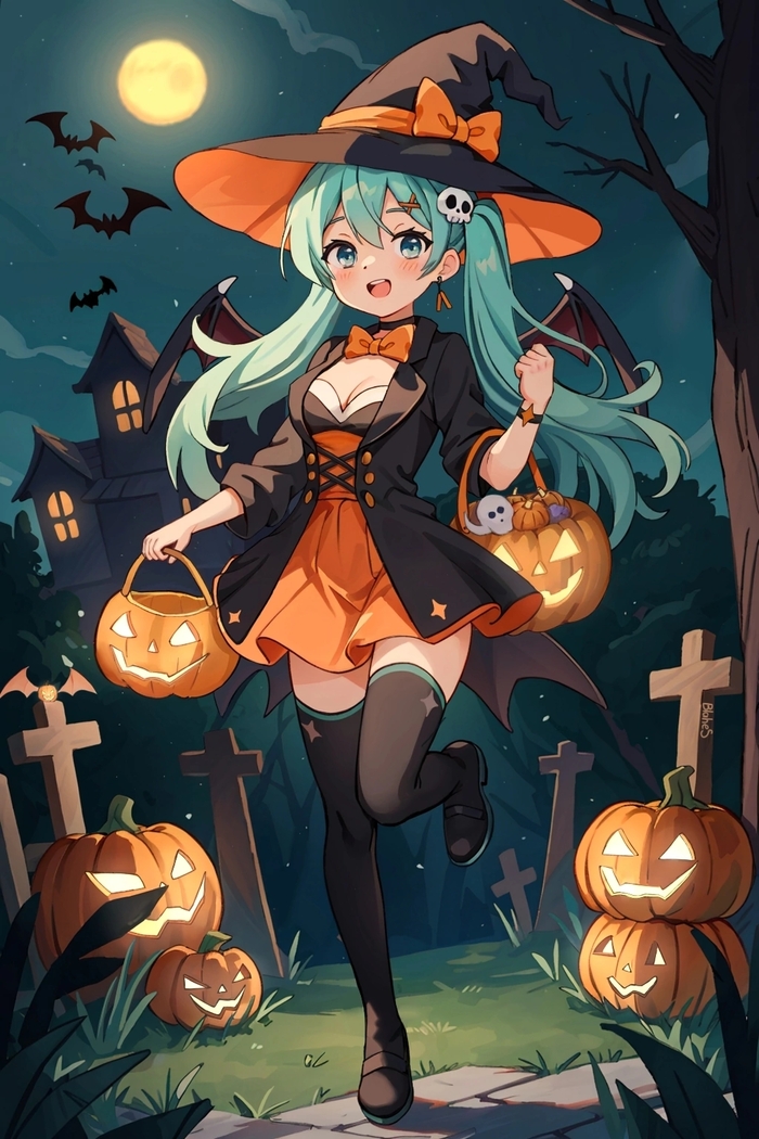 Halloween Hatsune Miku, Vocaloid, Anime Art, Vocaloid Art,  , 