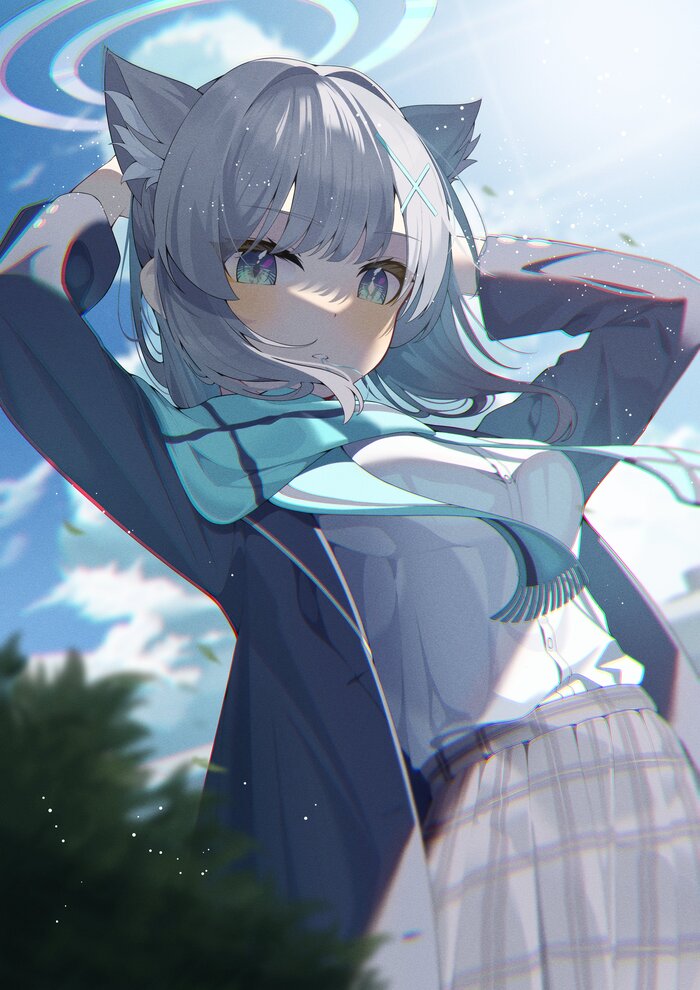 Sunaookami Shiroko , Anime Art, , , , Sunaookami Shiroko, Blue Archive, Animal Ears, Shiroko Terror, , Twitter ()