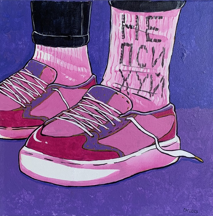 Попалось мне как-то видео с такими интересными носками, решила сделать диптих:) но на этом я не остановилась, решила напечатать с этим принтом сумку-шопер:)