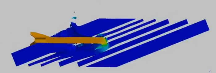 DM-33 пробивает ВЛД Т-72Б, что состоит из группы стальных пластин.