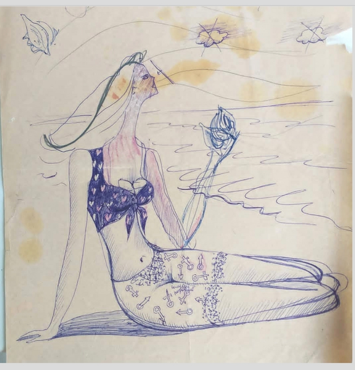 Эскиз к картине " Девушка с раковиной".