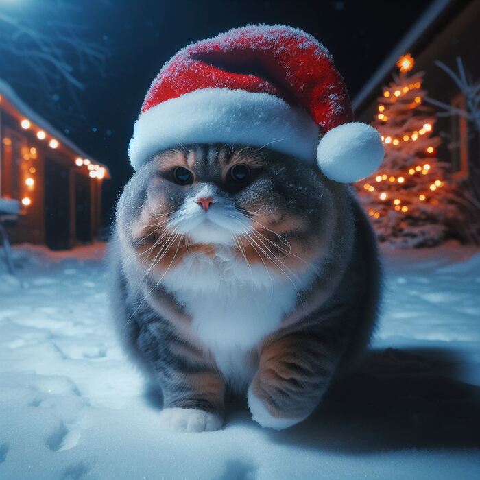 Толстый новогодний кот 2