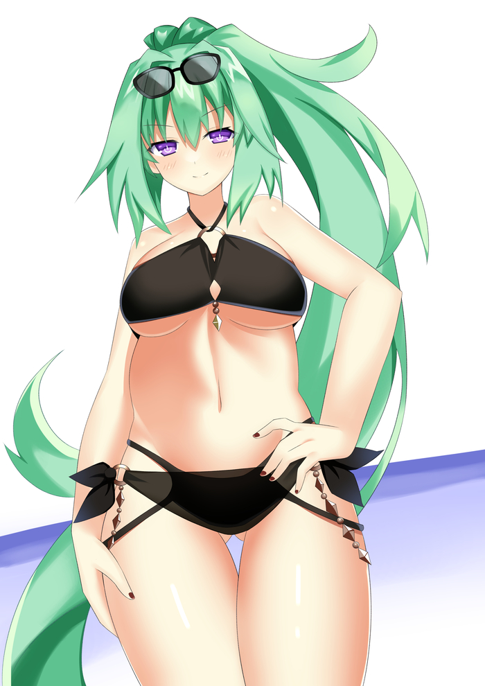 Green Heart Anime Art, Hyperdimension Neptunia, Neptunia, Vert, Green Heart, 