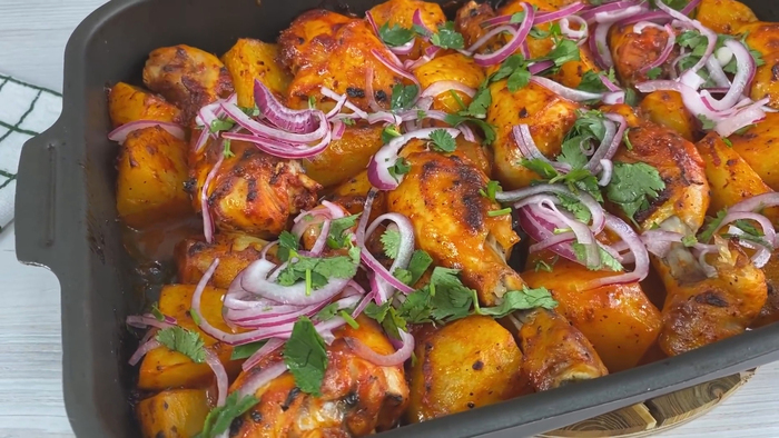 картошка с куриными ножками в духовке