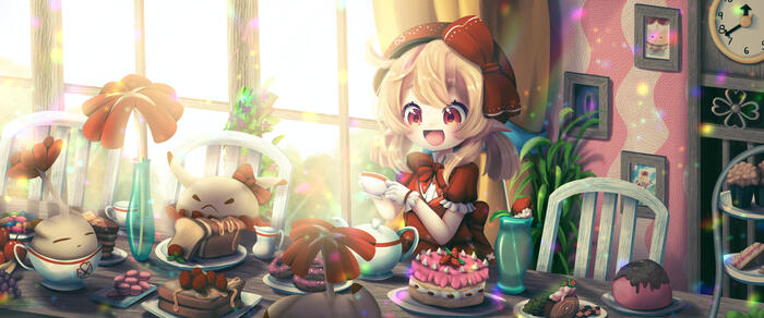 Tea party Genshin Impact, Klee (Genshin Impact), Anime Art, , Game Art, 