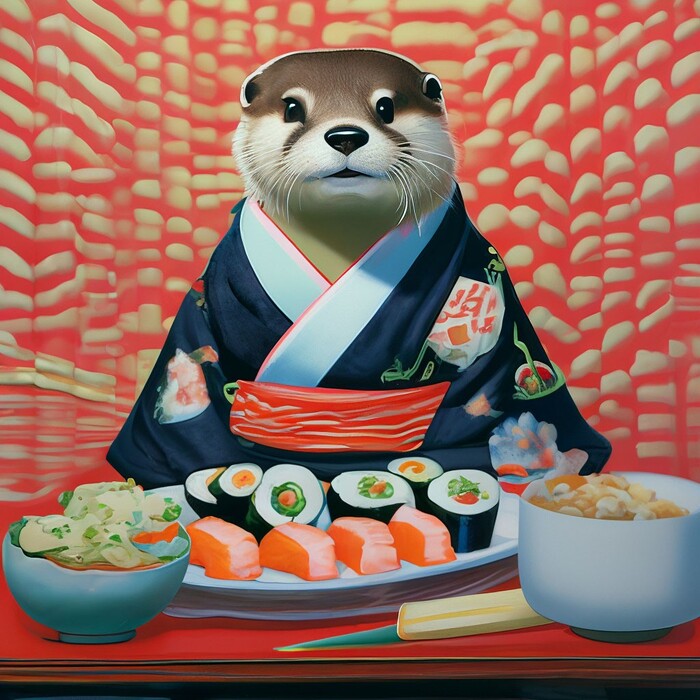 Выдры в кимоно Выдра, Кимоно, Длиннопост, Арты нейросетей