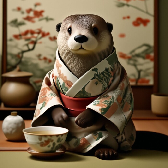 Выдры в кимоно Выдра, Кимоно, Длиннопост, Арты нейросетей