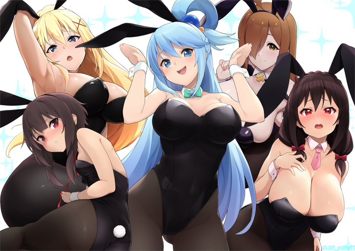  Anime Art, , Konosuba, Megumin, Darkness, Aqua, Wiz, Yunyun, Bunnysuit