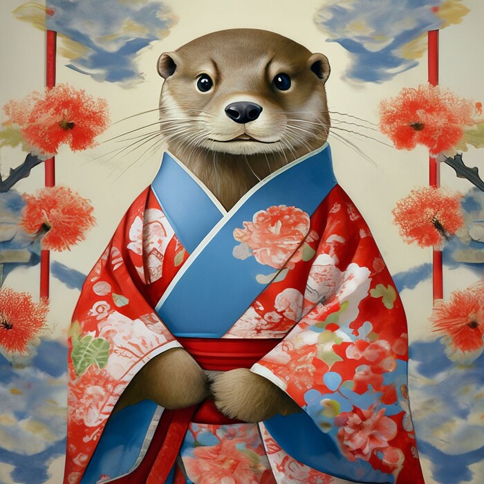 Выдры в кимоно, часть 2 Выдра, Арты нейросетей, Длиннопост, Кимоно