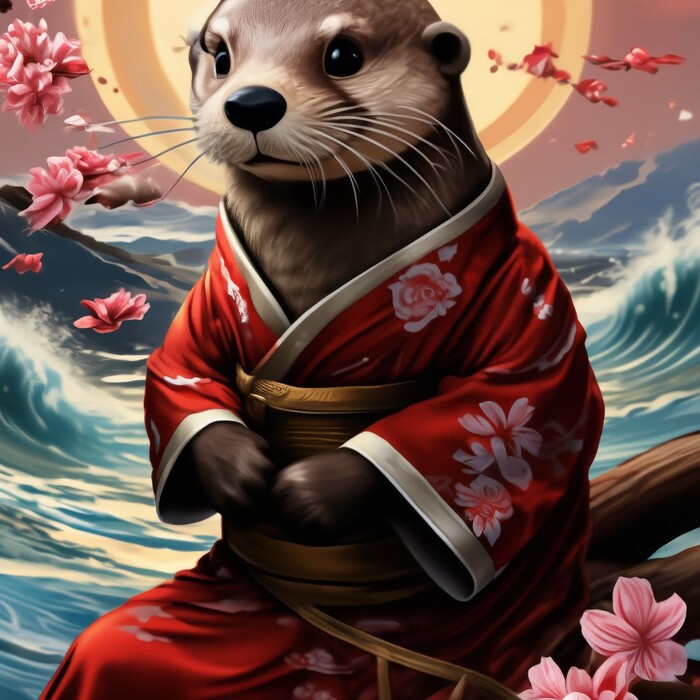 Выдры в кимоно, часть 2 Выдра, Арты нейросетей, Длиннопост, Кимоно