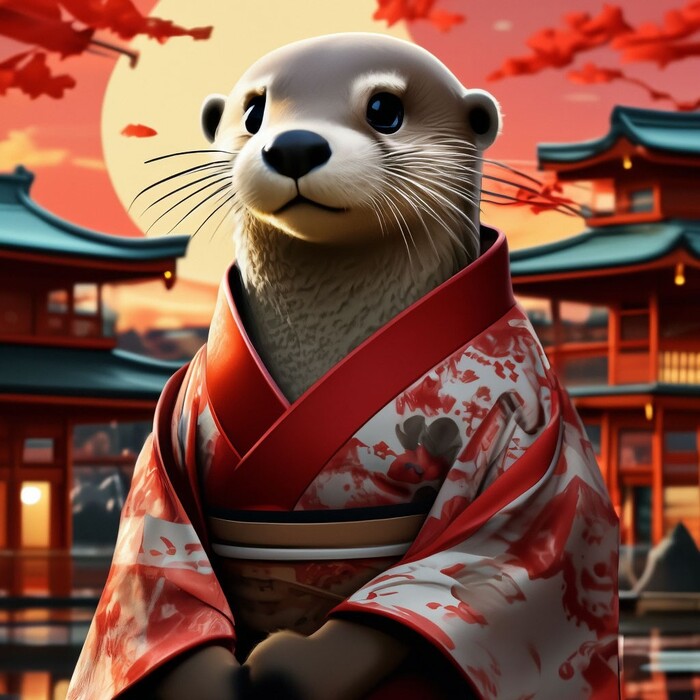 Выдры в кимоно, часть 3 Выдра, Кимоно, Арты нейросетей, Длиннопост