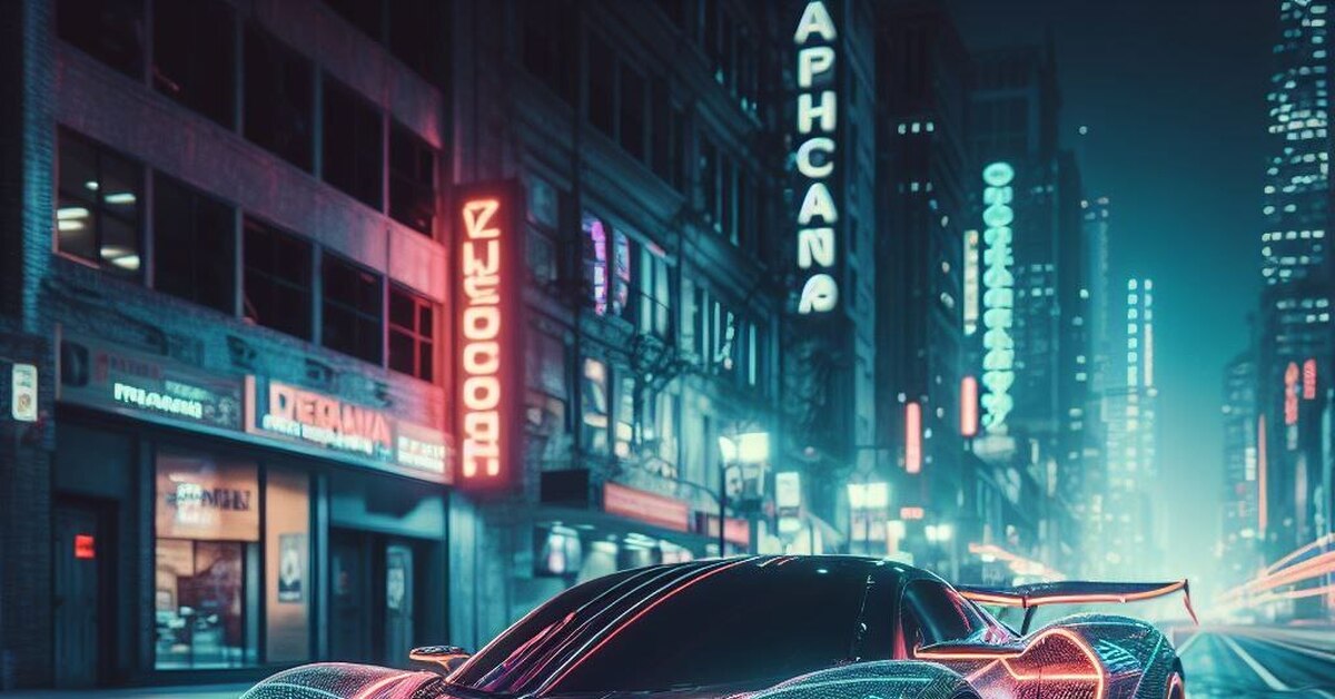 Неоновый спорткар | Пикабу