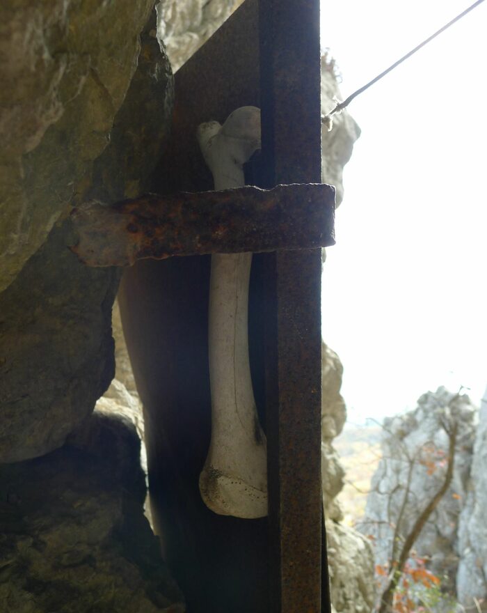 Если не постучать костью в дверь, то Череп не пропустит дальше по кулуару