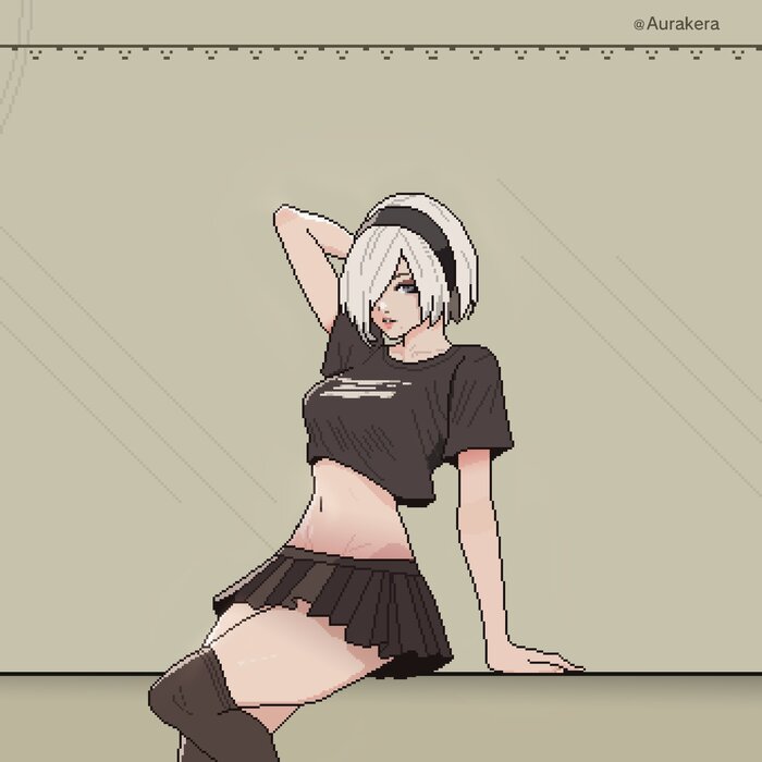  , Anime Art, Pixel Art, Nier Automata, Yorha unit no 2 type B