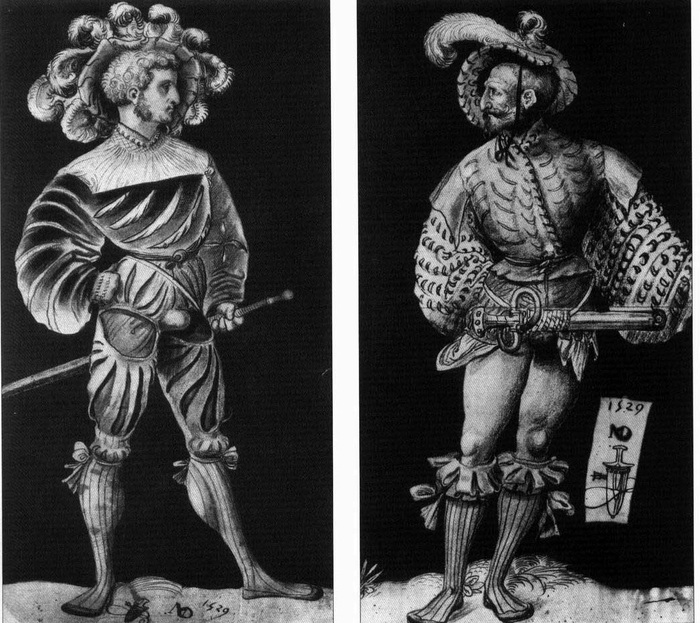 Швейцарский (слева) и немецкий пехотинцы (справа). 1529 год