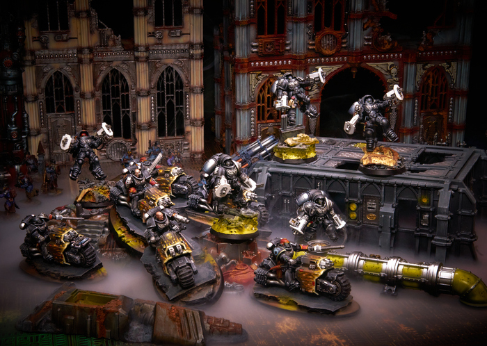 Sgt. Yarrat first outrider squad, Sgt. Hark second outrider squad, Sgt. Prent Inceptors assault squad