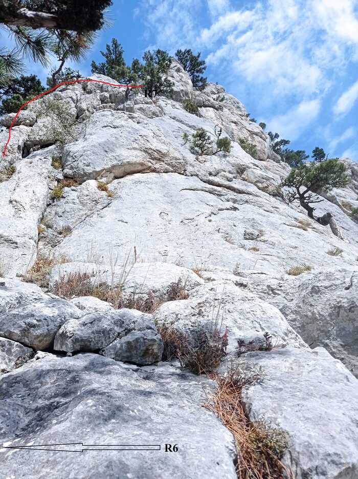 Маршрут от R6 к R7, подъем на гребень