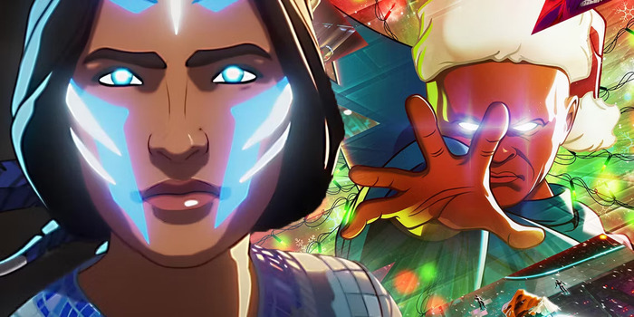 Кахори из второго сезона "Что если" с Наблюдателем в шапке Санта-Клауса на заднем плане