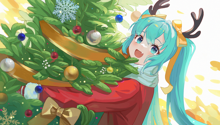 Merry Christmas Hatsune Miku, Vocaloid, Anime Art, Vocaloid Art, 