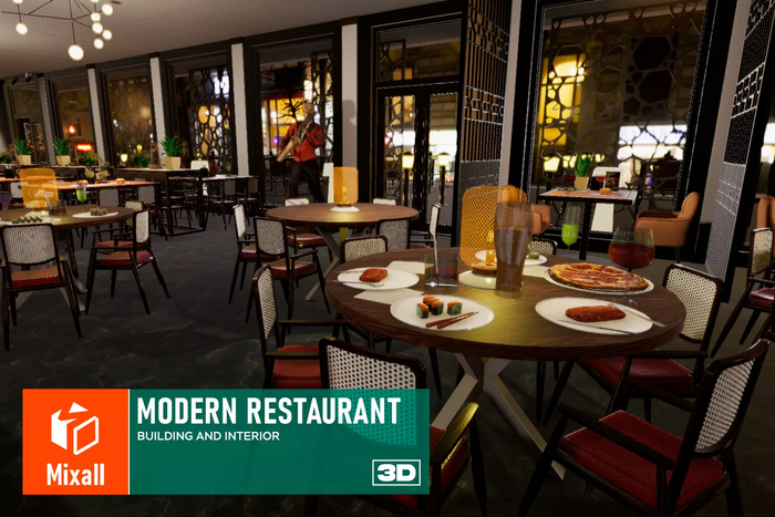   asset store Unity  Modern   Restaurant - building and interior  Mixall Asset store, Unity, Unity3D, Asset, ,  , , Gamedev, 