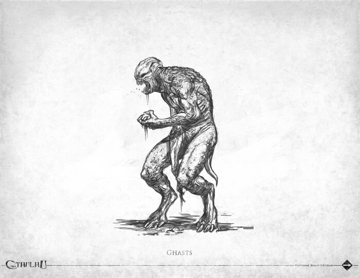 Гасты (Ghast) Мерзкие хищные твари с мордами безо лба и носа. Передвигаются на двух задних лапах. Умирают на свету, а их .«В поисках неведомого Кадата».