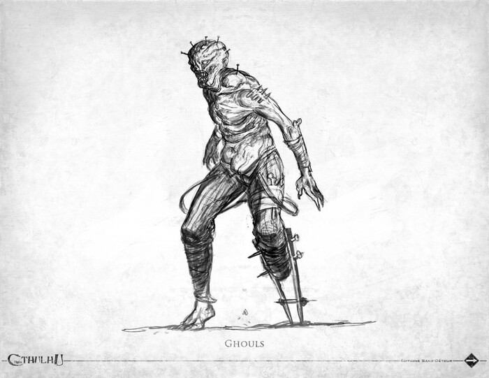 Гули (Ghoul) Антропоморфные существа, которые обитают в Подземном мире, питаются трупами, говорят на языке гулей. «В поисках неведомого Кадата».