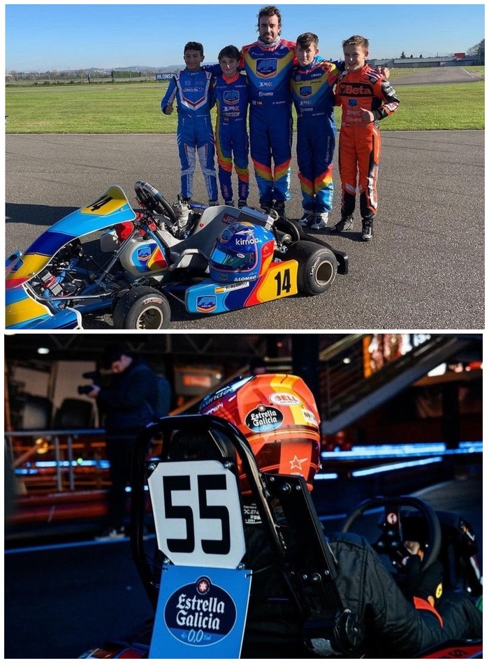 Фернандо Алонсо на картодроме в Овьедо и Карлос Сайнс на рекламном мероприятии в Мадриде