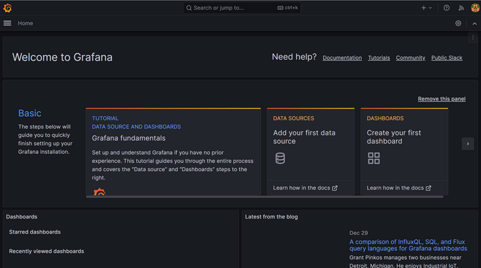 Главная страница графаны.