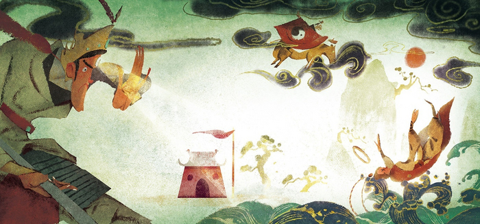 Эрлан-шэнь побеждает благодаря тому, что Лао Цзюнь попадает по голове Укуну своим волшебным обручем.