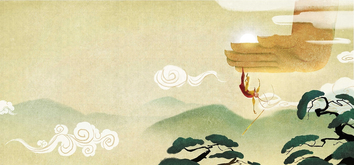 Вызванный на помощь Татхагата обманом заключает Укуна под Гору Пяти стихий.