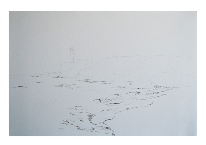 Маскировочной жидкостью закрываем места на работе, где нужно оставить непрокрас бумаги.