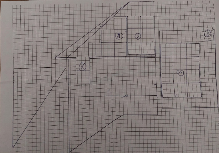 Развертка стен кладовки и раскладка шкафчиков в масштабе 1:20