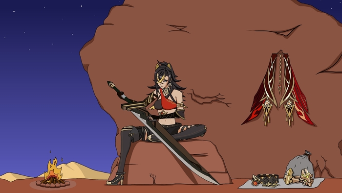 Ночные посиделки у костра в честь SaturDehya