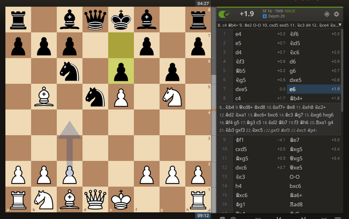 sumat777 (2474?) - kirillmironenko (2207).   7. ... e6