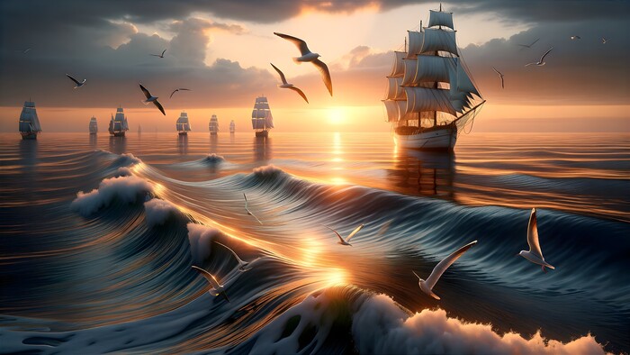 Рассвет в море