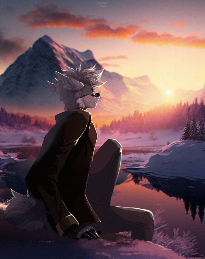 Winter's dawn , Furry Art, Furry Canine, Furry wolf, Seven_senku, Furry male