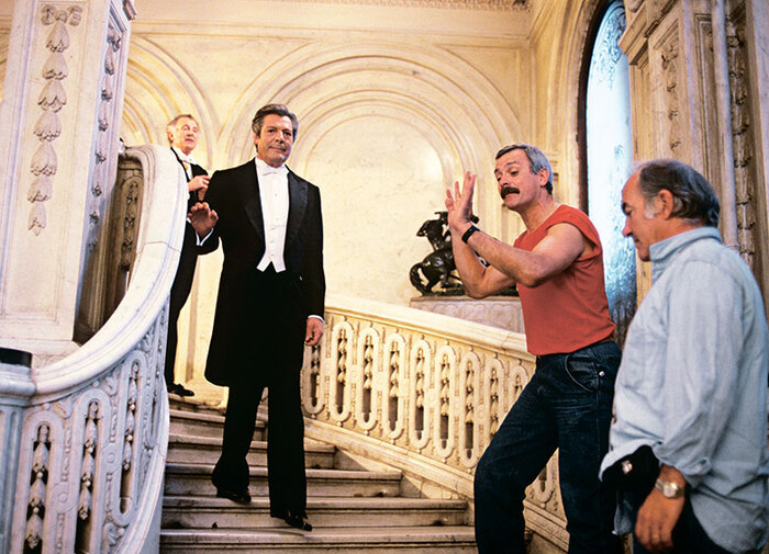 Кадр со съемок фильма «Очи черные», 1987 год