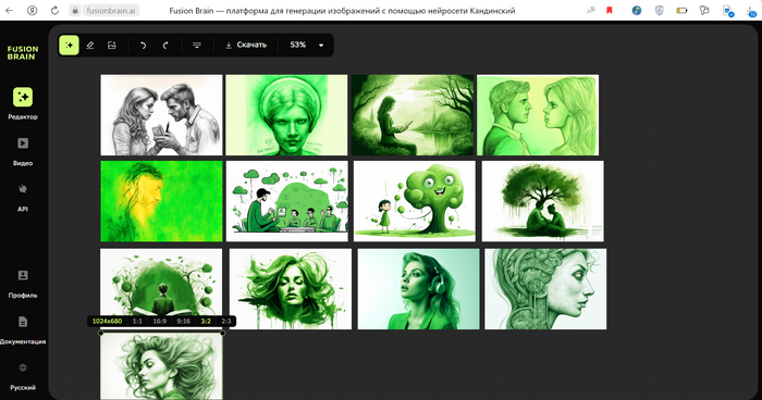Варианты иллюстраций от Кандинского 3.0
