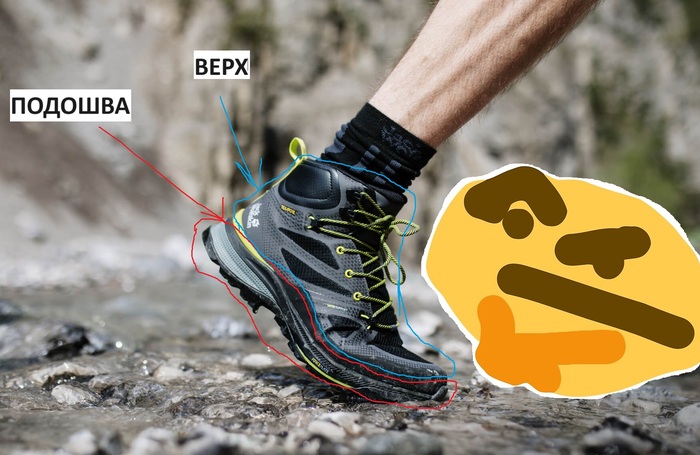 Достаточно легко предположить, что обувь состоит из подошвы и верха