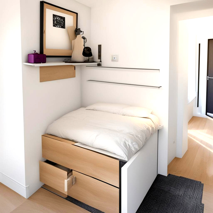 Выдвижная система полок под кроватью (для экономии места)