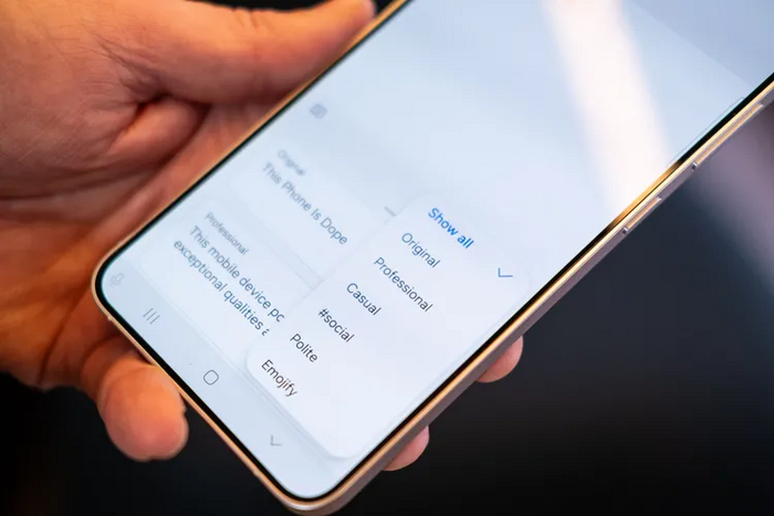 Опции переписывания сообщений при помощи ИИ
