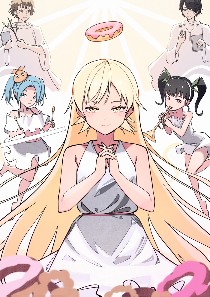     ) Anime Art, , , , Meme Oshino, Yotsugi Ononoki, Shinobu Oshino, Hachikuji Mayoi, Araragi Koyomi, Monogatari series