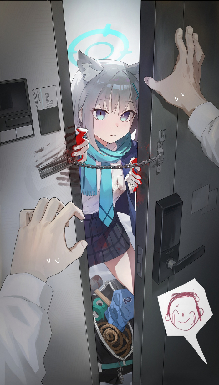   *   ... , Anime Art, Blue Archive, Sunaookami Shiroko, Animal Ears
