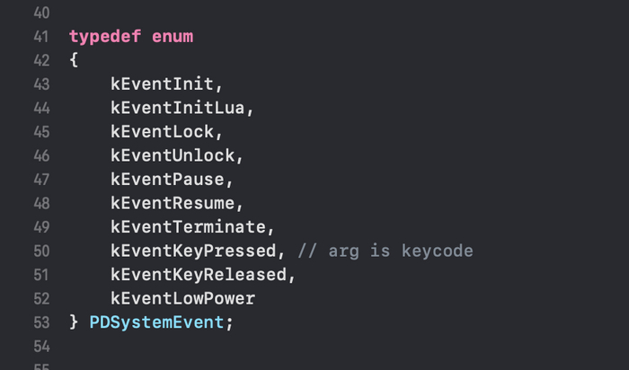 Объявление перечисления PDSystemEvent