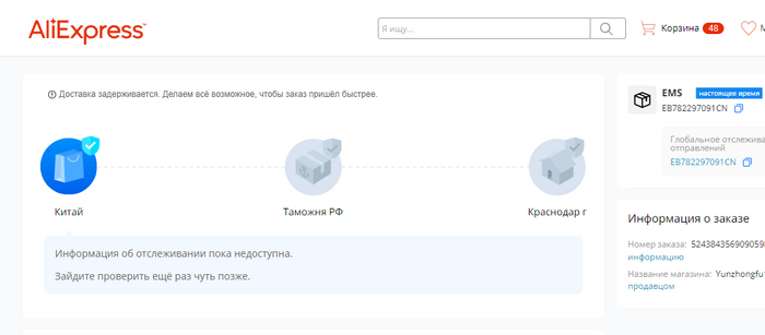 Тут виден трек номер, который и по сей день не отслеживается!=) Кстати, мной был выбран ускоренный тип доставки...