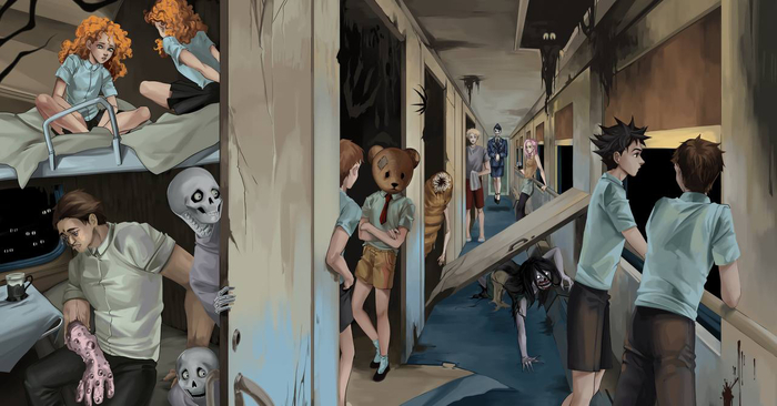 Иллюстрация с раскладывающегося форзаца книги «Плюшевая голова»