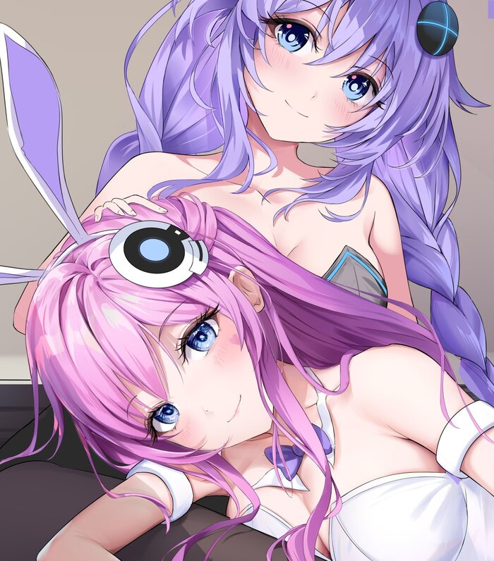   Purple Heart Anime Art, Hyperdimension Neptunia, Neptunia, Neptune, Purple Heart, Nepgear, Purple Sister, Bunnysuit, Bunny Ears,   , Twitter ()