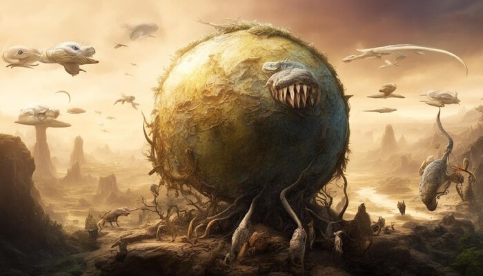 Результат генерации по запросу "Разумные существа, которые будут жить на планете "Земля" через 3000 лет"