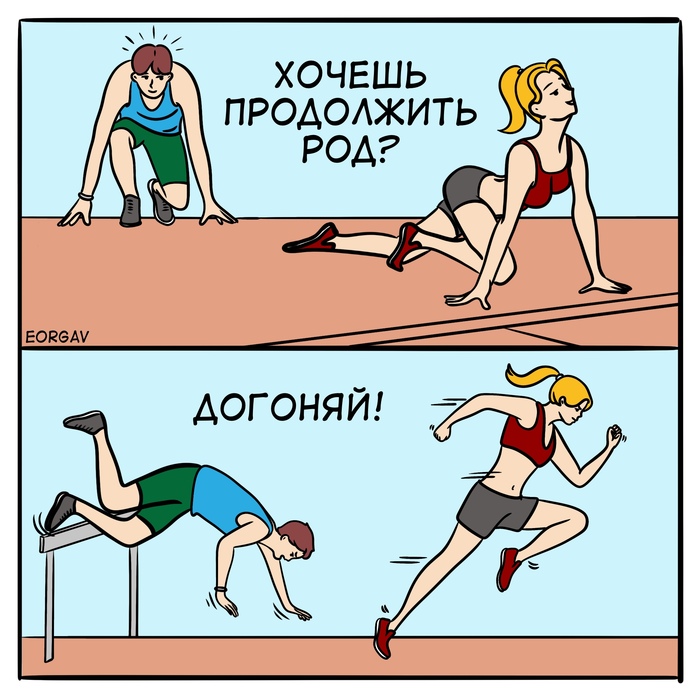 Беги, заяц, беги! Зайцы вынуждены подолгу бегать за избранницами, да к тому же ещё терпеть от них увесистые тумаки. Зачем встречаться с тем, от кого будет слабое, неспособное удрать от хищников потомство?