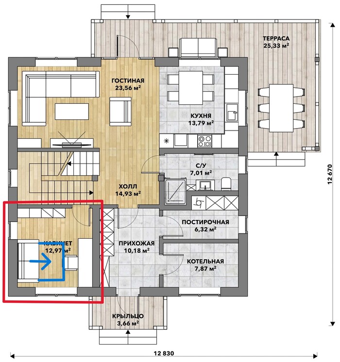 Временное использование кабинета в качестве гостевой спальни